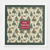 Serviette En Papier Joyeux Noël typographie rouge vert (Devant)