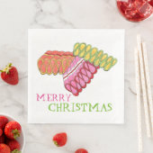 Serviette En Papier Joyeux Noël Vacances Classique Ruban Candy (En situation)