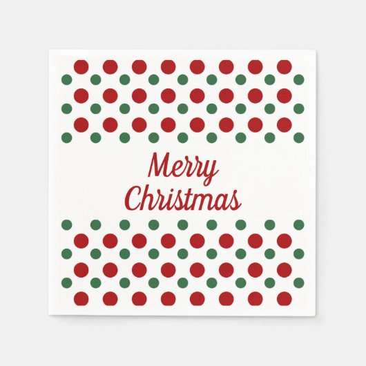 Serviette En Papier Joyeux Noël Vacances Cute Blanc Rouge Pois (Devant)