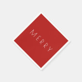 Serviette En Papier Joyeux Noël Vacances Minimal Rouge Blanc (Coin)