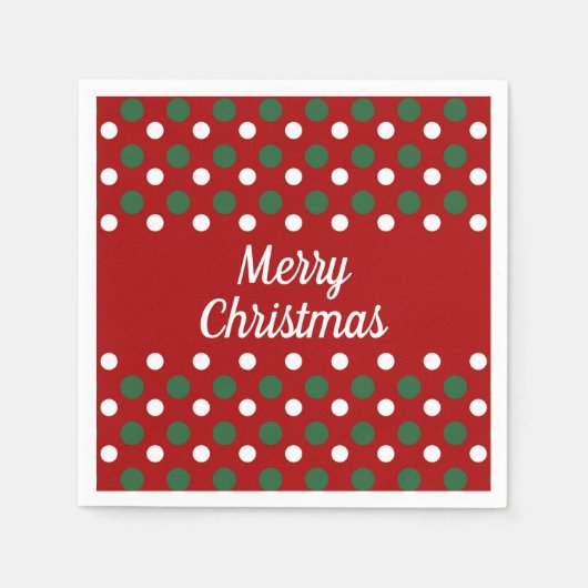 Serviette En Papier Joyeux Noël Vacances Points Rouges (Devant)