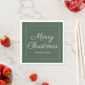 Serviette En Papier Joyeux Noël Vert Gris Moderne (En situation)