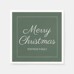 Serviette En Papier Joyeux Noël Vert Gris Moderne