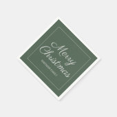 Serviette En Papier Joyeux Noël Vert Gris Moderne (Coin)