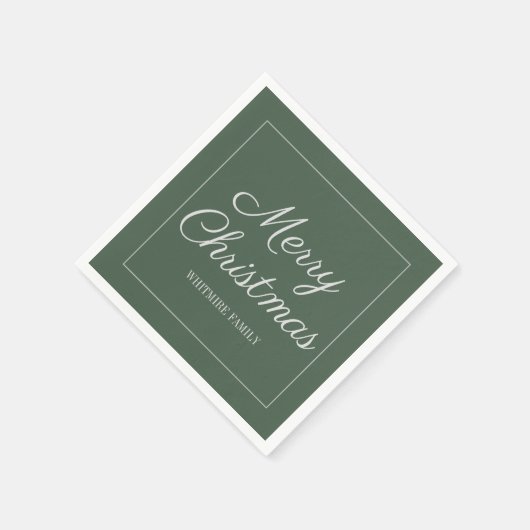 Serviette En Papier Joyeux Noël Vert Gris Moderne (Coin)