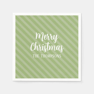 Serviette En Papier Joyeux Noël Vert minimaliste Simple rayé