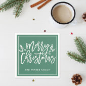 Serviette En Papier Joyeux Noël Vert moderne Script Vacances