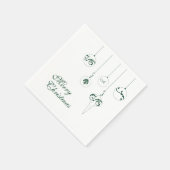 Serviette En Papier Joyeux Noël Vert Monogramme Bauble Carré (Coin)