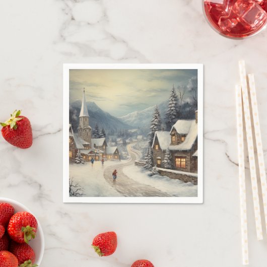 Serviette En Papier Joyeux Noël vintage (En situation)