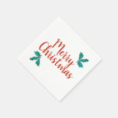 Serviette En Papier Joyeux Noël Vintage Holly (Coin)