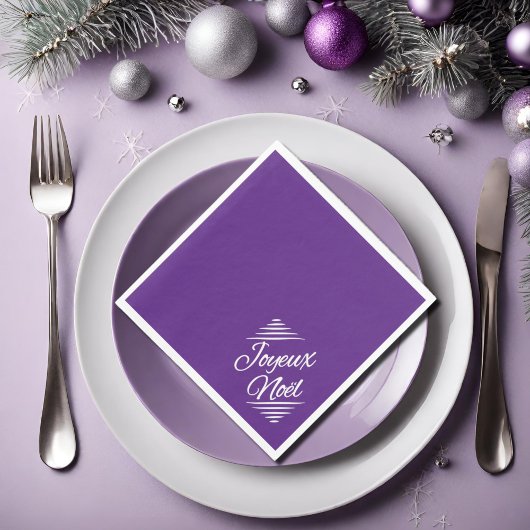 Serviette En Papier Joyeux Noel - violet royal