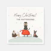 Serviette En Papier Joyeux Noël Whimsical mignon Chiens Personnalisé N (Devant)