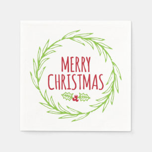 Serviette En Papier Joyeux Noël Wreath Holiday Napkins