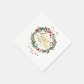 Serviette En Papier Joyeux Noël Wreath Joyeux Fête Napkins (Coin)