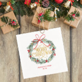 Serviette En Papier Joyeux Noël Wreath Joyeux Fête Napkins
