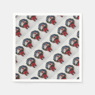 Serviette En Papier Joyeux Noël Wreath mignonne Teddy Bear Motif