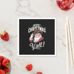 Serviette En Papier Joyeux Noël Y'all Country Cowboy Père Noël