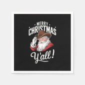 Serviette En Papier Joyeux Noël Y'all Country Cowboy Père Noël (Devant)