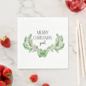 Serviette En Papier Joyeux Noël Y'all Foliing sur Antlers (En situation)