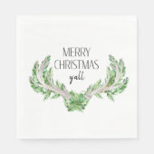 Serviette En Papier Joyeux Noël Y'all Foliing sur Antlers (Devant)