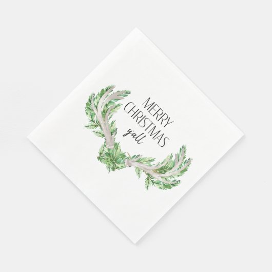 Serviette En Papier Joyeux Noël Y'all Foliing sur Antlers (Coin)