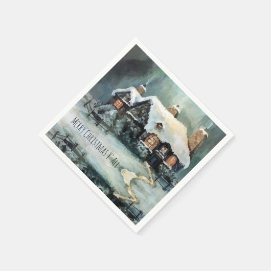 Serviette En Papier Joyeux Noël Y'All merveilleuse nuit d'hiver (Coin)