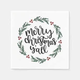 Serviette En Papier Joyeux Noël Y'all Papier de Noël Napkin