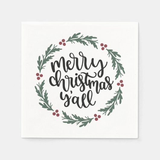 Serviette En Papier Joyeux Noël Y'all Papier de Noël Napkin (Devant)
