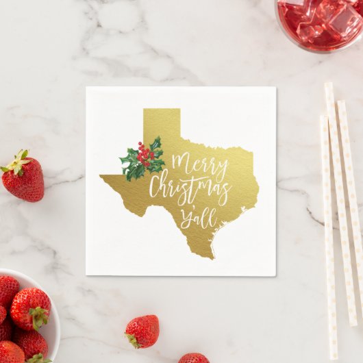 Serviette En Papier Joyeux Noël Y'all Texas State Napkins (En situation)