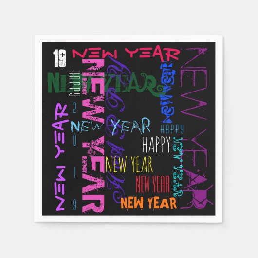 Serviette En Papier Joyeux Nouvel An 2019 Pop Colours Papier Napkin (Devant)