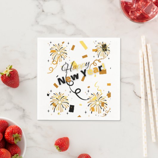 Serviette En Papier Joyeux Nouvel An 3 Ply Napkins (En situation)