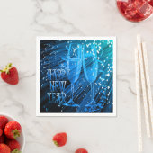 Serviette En Papier Joyeux Nouvel An Blue Sparkle Verres serviettes (En situation)