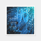 Serviette En Papier Joyeux Nouvel An Blue Sparkle Verres serviettes (Devant)