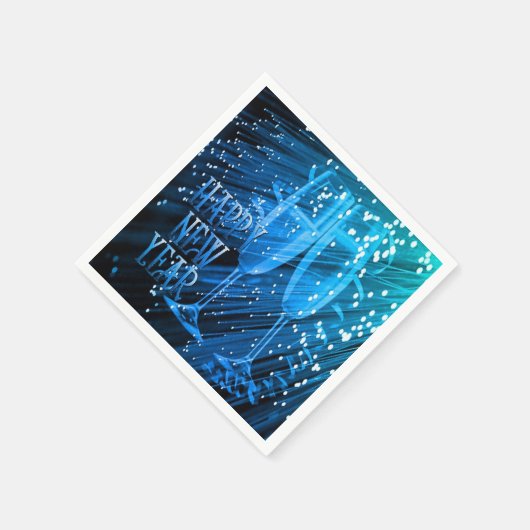 Serviette En Papier Joyeux Nouvel An Blue Sparkle Verres serviettes (Coin)