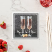 Serviette En Papier Joyeux Nouvel An Champagne Verres Papier Napkin (En situation)