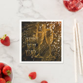 Serviette En Papier Joyeux Nouvel An d'or parkle Champagne Napkins (En situation)