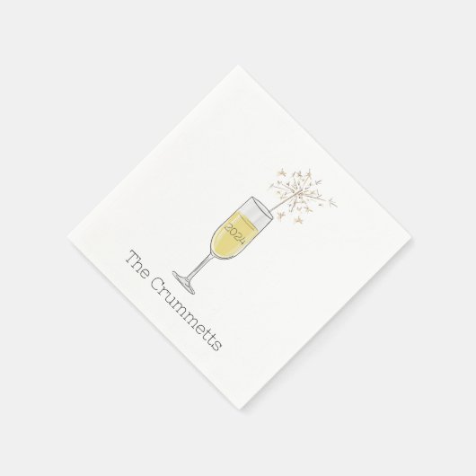 Serviette En Papier Joyeux Nouvel An Fête Champagne Custom (Coin)