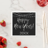 Serviette En Papier Joyeux Nouvel An Foil noir et argent (En situation)