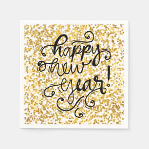 Serviette En Papier Joyeux Nouvel An Gold Confetti Holiday Napkin