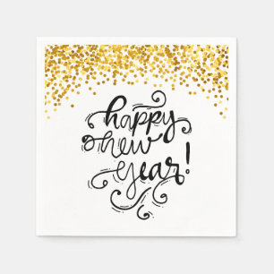 Serviette En Papier Joyeux Nouvel An Gold Confetti Holiday Napkin