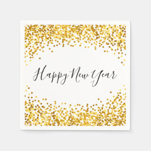 Serviette En Papier Joyeux Nouvel An Gold Confetti Holiday Napkin