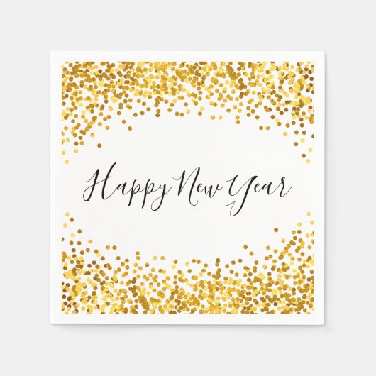 Serviette En Papier Joyeux Nouvel An Gold Confetti Holiday Napkin (Devant)
