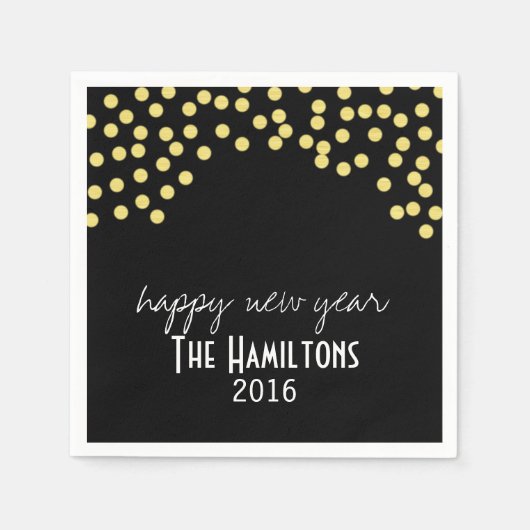 Serviette En Papier Joyeux Nouvel An Gold Parties scintillant Cocktail (Devant)