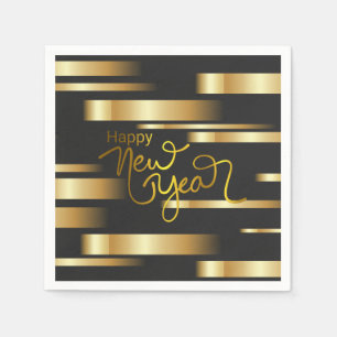 Serviette En Papier Joyeux Nouvel An Papier Grillé Or Napkin
