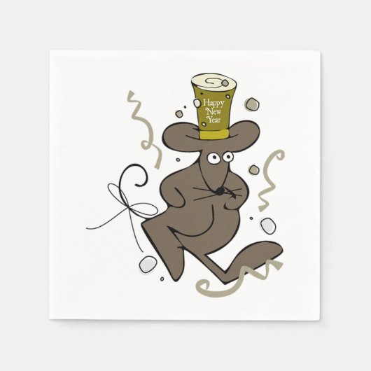 Serviette En Papier Joyeux Nouvel An Papier Souris (Devant)
