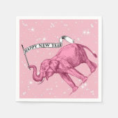 Serviette En Papier Joyeux Nouvel An Pink Elephant Cocktail Party (Devant)