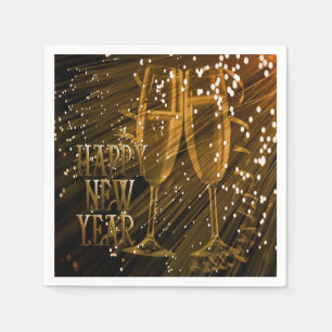 Serviette En Papier Joyeux Nouvel An Serviettes en Champagne à Paillet