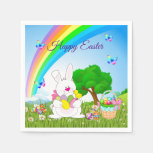 Serviette En Papier Joyeux OEufs colorés de lapin de Pâques mignonnes