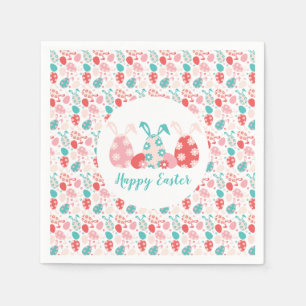 Serviette En Papier Joyeux OEufs Décorés De Pâques Oreilles De Lapin