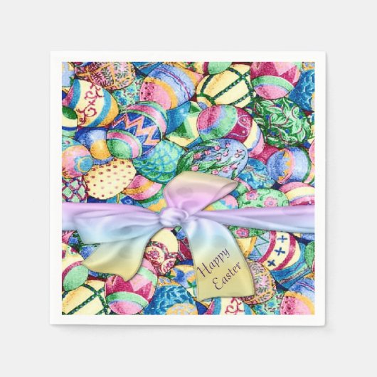 Serviette En Papier Joyeux Oeufs Peints de Pâques serviettes (Devant)